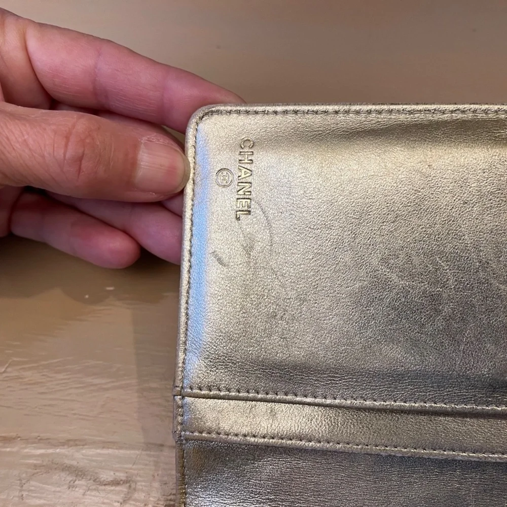 Chanel Silver Leather